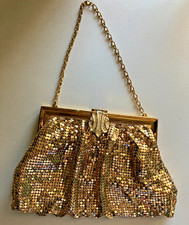 Vintage Whiting Davis gold mesh evening bag with Rhinestone Clasp