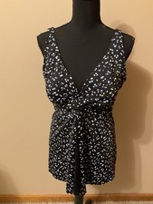 SWIMSUITS FOR ALL Tankini With Pleat In Front - Size 16