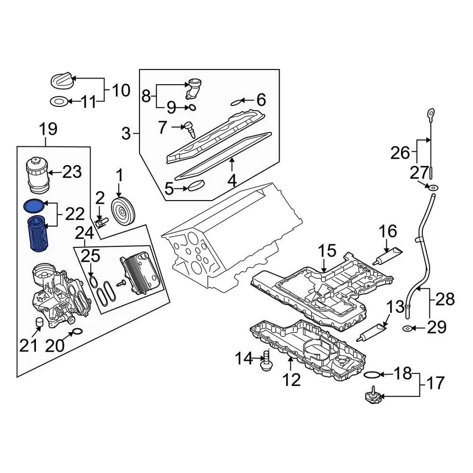 For Audi A8 Quattro 2005-2016 Audi 07C115562E Engine Oil Filter Element Foto 2 de 2