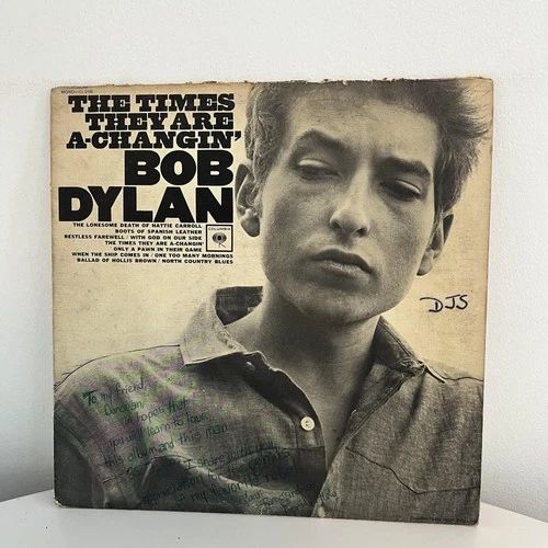 Vintage Bob Dylan Times They Are A-Changin' 12" Black Vinyl LP 1964 Columbia