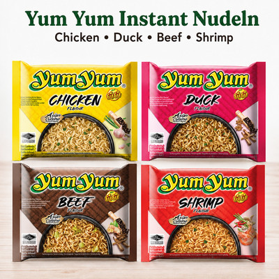 Yum Yum Instant Nudeln 30x60g Vorratspack Chicken Rind Ente Shrimp Halal Asia