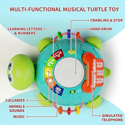 Baby Musical Turtle Crawling Toy Light Sound - Afbeelding 2 van 5