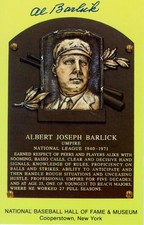 AL BARLICK - BASEBALL HALL OF FAME PLAQUE POSTCARD SIGNED