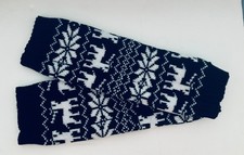 Nordic LegWarmers Boot Cuffs - Black/White Reindeer Design 16" w/Cuffs