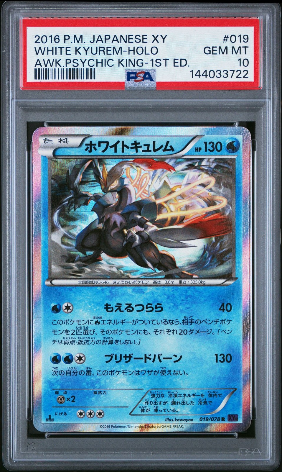 PSA 10 White Kyurem 019/078 Awakening Psychic King XY Japanese Holo Pokemon Card
