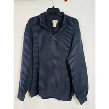 L.L.Bean Men's Shawl Collar Ribbed Sweater Navy XXL Heritage Prep Heavy Pullover