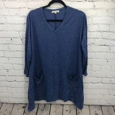 Jess & Jane Top Womens Extra Large Blue Casual 3/4 Sleeve Basic Blouse