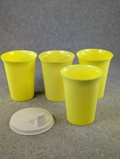 Lot of 4 Cups 1 Lid Vintage Tupperware Flat Sipper Sippy Bell Tumbler Cups 109