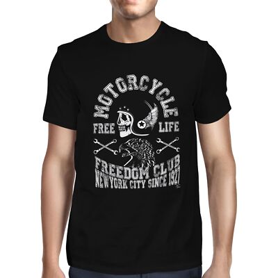 1Tee Mens Motorcycle Biker Freedom Club T-Shirt