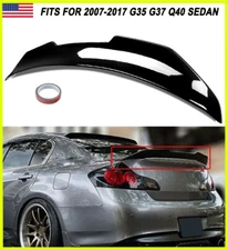 FOR 2007-2017 G35 G37 Q40 SEDAN GLOSS BALCK PSM DUCKBILL HIGH-KICK TRUNK SPOILER