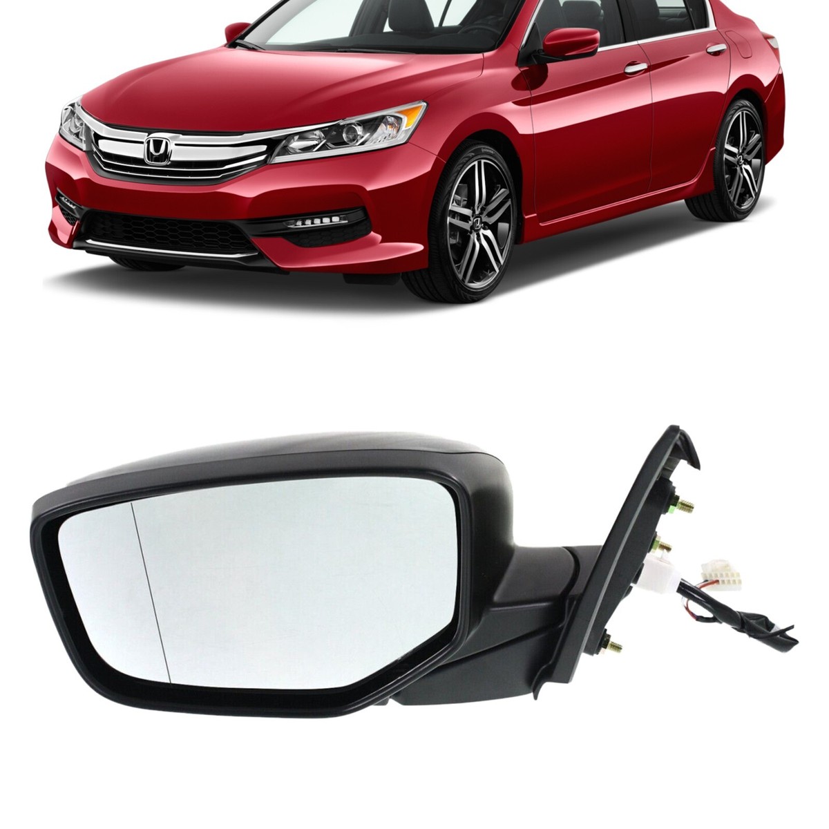 Left Side Power Mirror For 2013-2016 Honda Accord Sedan - Driver Side, Black, Power Fold