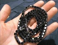 4 mm 20" Hip Hop Round Black Diamond Tennis Necklace In 925 Sterling Silver