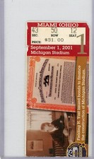 2001 NCAA FOOTBALL TICKET STUB  BEN ROETHISBERGER DEBUT ROOKIE RC MIAMI OHIO  !