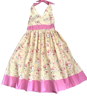 Charter Club Girls Dress size 10 Yellow Pink Floral Cotton Halter Sundress  VG | eBay