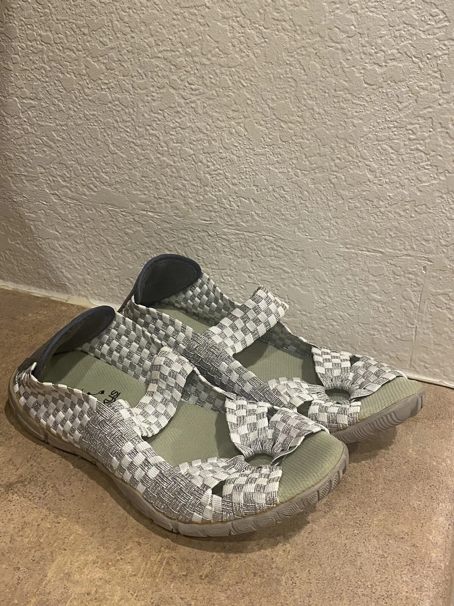 Woven shop elastic sandals