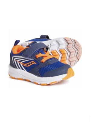 NEW w/ Box Saucony Toddler Boy Wind FST Strap Running Shoes 4T Blue Orange