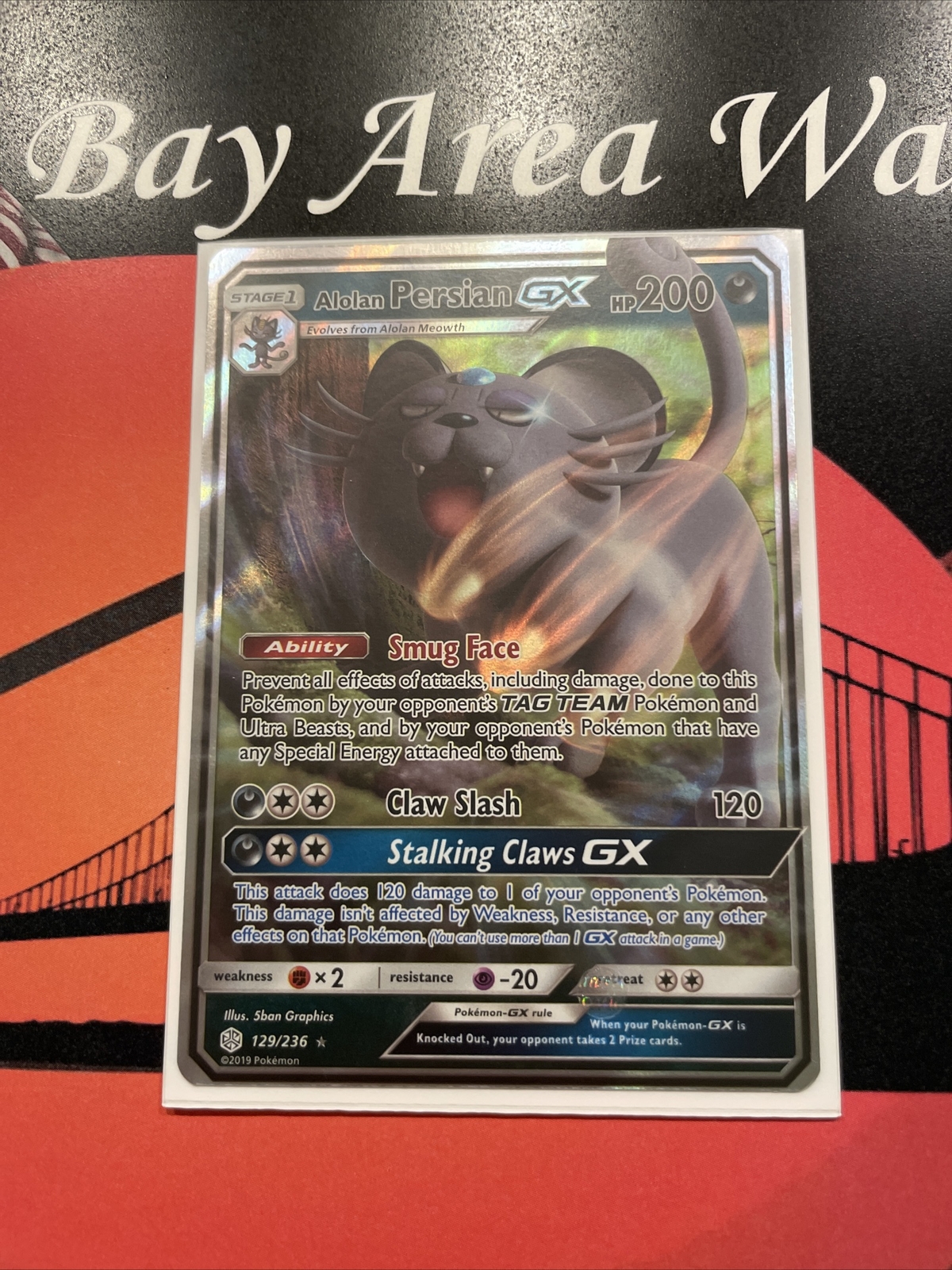 Pokemon Alolan Persian GX 129/236 Holo Ultra Rare Cosmic Eclipse Near Mint