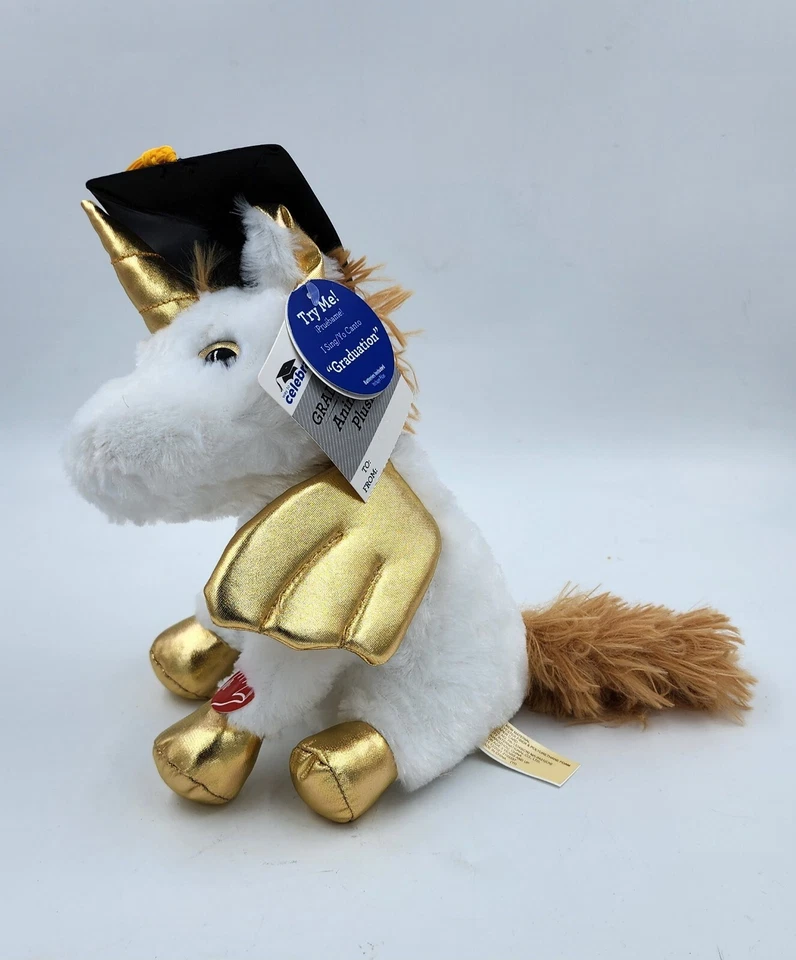 Way To Celebrate Dan Dee Graduation 9" Unicorn Singing Animated Plush Animal NWT - Image 2 of 4