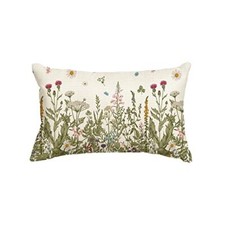 Wildflowers Spring Throw Pillow Cover, 12 x 20 Inch Flower Cushion Case
