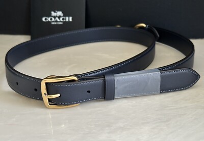 NEW COACH BLUE LEATHER ADJUSTABLE CROSSBODY STRAP BRASS | eBay display picture 2