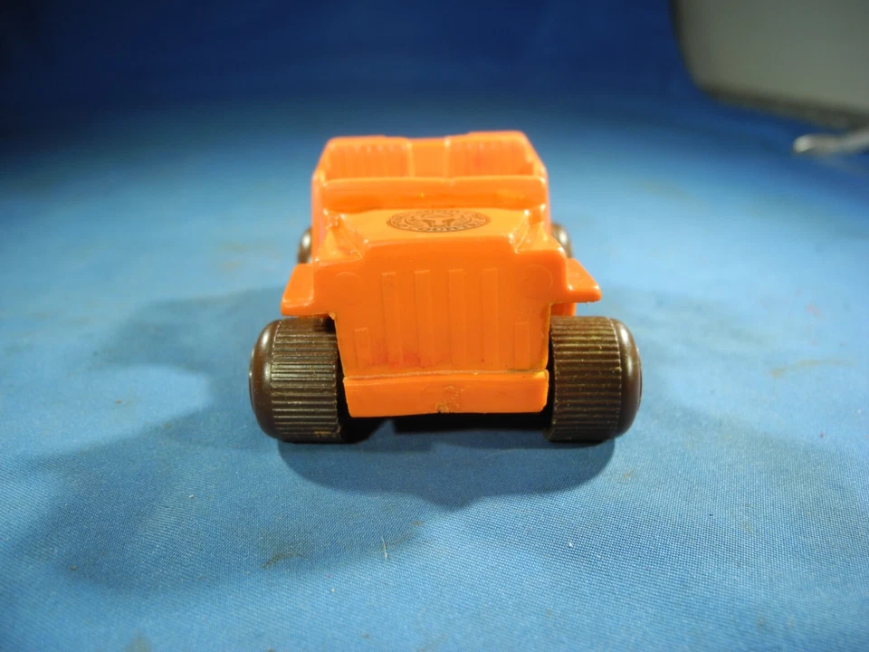 1970's Miniature Viking Plast Toys Sweden Vinyl Plastic Orange Jeep Car NO.110 - Image 3 of 4