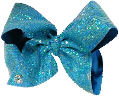 JoJo Siwa Large Signature Blue Sequin Hair Bow Dance Cheerleader Bow NEW - Picture 4 of 4