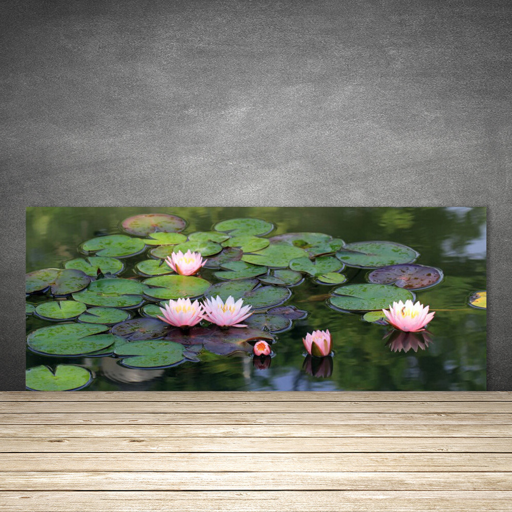 Crédence de cuisine en verre panneau 125x50 fond de hotte fleurs Lac