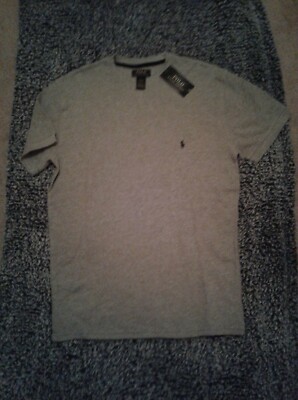 Mens M RalphLauren  Grey Polo shirt Round collar, Short Sleeve NWT