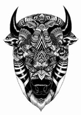 temporary tattoo - Set of two wrist size Bison approx. 1.5" each 