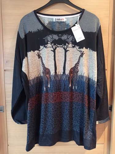Pull Femme Grande Taille 60/62 - Marque Si Belle Et - Bordeaux Et Noir Bicolore - Neuf Avec étiquettes