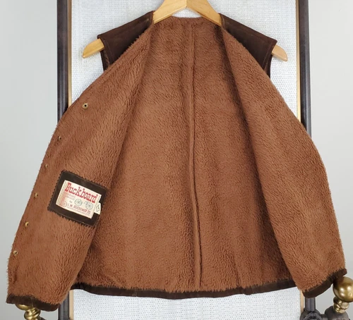 VTG BUCKBOARD Maryland Size 40 Mens Thick Suede Sherpa Snap Vest Western Brown image 5