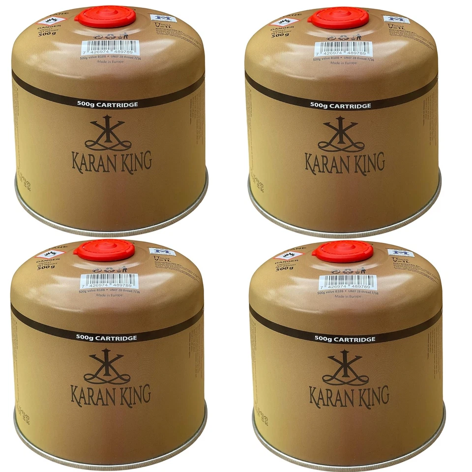 KARAN KING 4x Gaskartuschen 500g Schraubventil kartusche Camping Butan Ventilkartusche