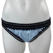 Bar III Be Weave It Blue Silver Metallic Swimsuit Swimwear Bikini Bottom Size S