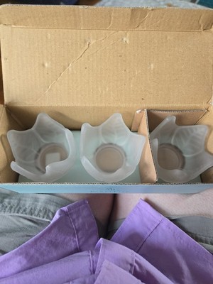 Partylite Frosted Glass Leaf Votive Candle Holders Set of 3