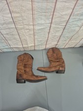 Vtg 90s Dingo Leather Slouch Cowboy Western Boots Patchwork Women's Size 8 Ranch