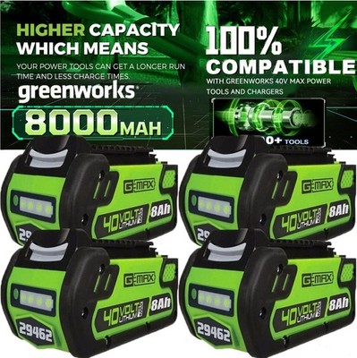 1-4PACK For Greenworks 40V G-Max 8.0Ah Lithium Battery 29472 29462 29252 20202