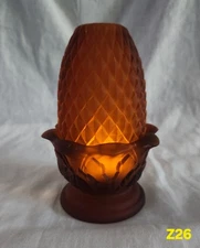 VTG Confederate Brooke Crescent Amber Pineapple Diamond Point Fairy Lamp Lite