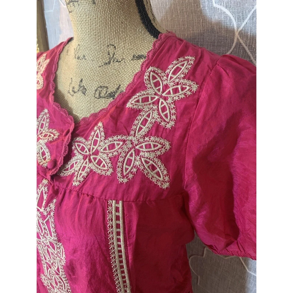 TOP AVELLANO BOHO SEDA ANTHROPOLOGIE TALLA S GITANO NUEVO CON ETIQUETAS FESTIVAL HIPPIE TÚNICA GEOMÉTRICA Foto 3 de 4