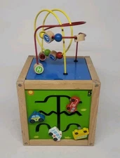 BryBelly Child's Activity Cube Learning Wooden Toy. 8" x 8" Base. 5-in-1 