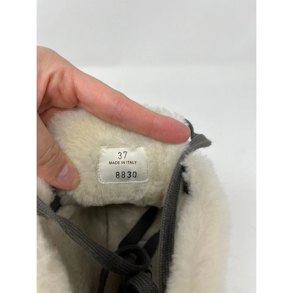 Prada Gray Suede Shearling Lined Platform Hi-Top Sneaker Boot Triangle Logo  37  - Image 4 of 4