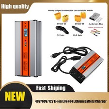48V/60V/72V Li-ion LiFePo4 Lithium Battery Charger Current Adjustable 2A-15A AAU