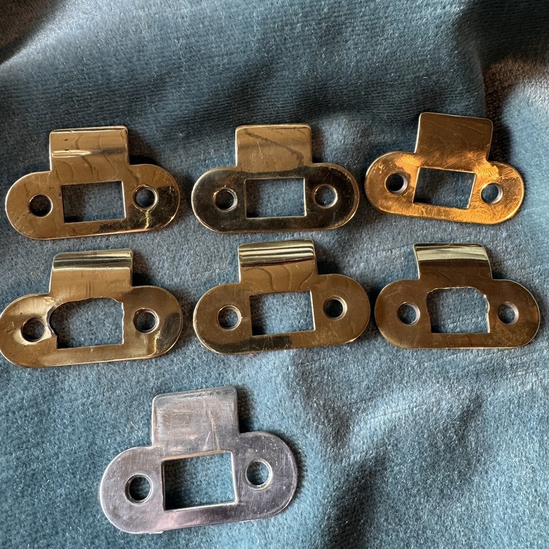 7 Vintage Mid Century Bronze Door Strike Plates