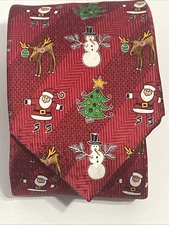 Andrews Inc Glendora Necktie Christmas Trees Snowman SantaClaus Reindeers 3"x61"
