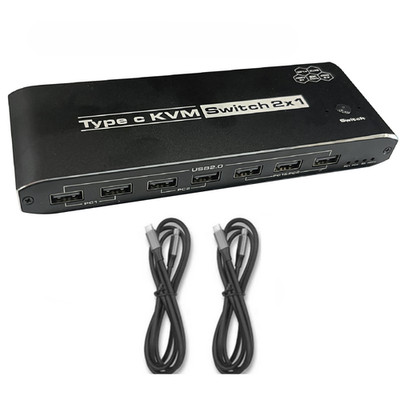 2x1 8K USB C KVM Switch RJ45 100W PD Charge Type C KVM Switch Accessories