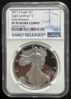 2021-S $1 SILVER AMERICAN EAGLE NGC PF70 Eagle Landing T-2 Early Releases  06901