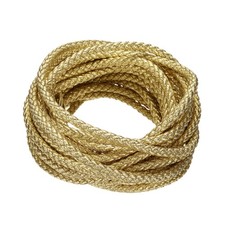 5 Yards 5mm Round Braided Leather Cord Six-Strand for Crafts Gold