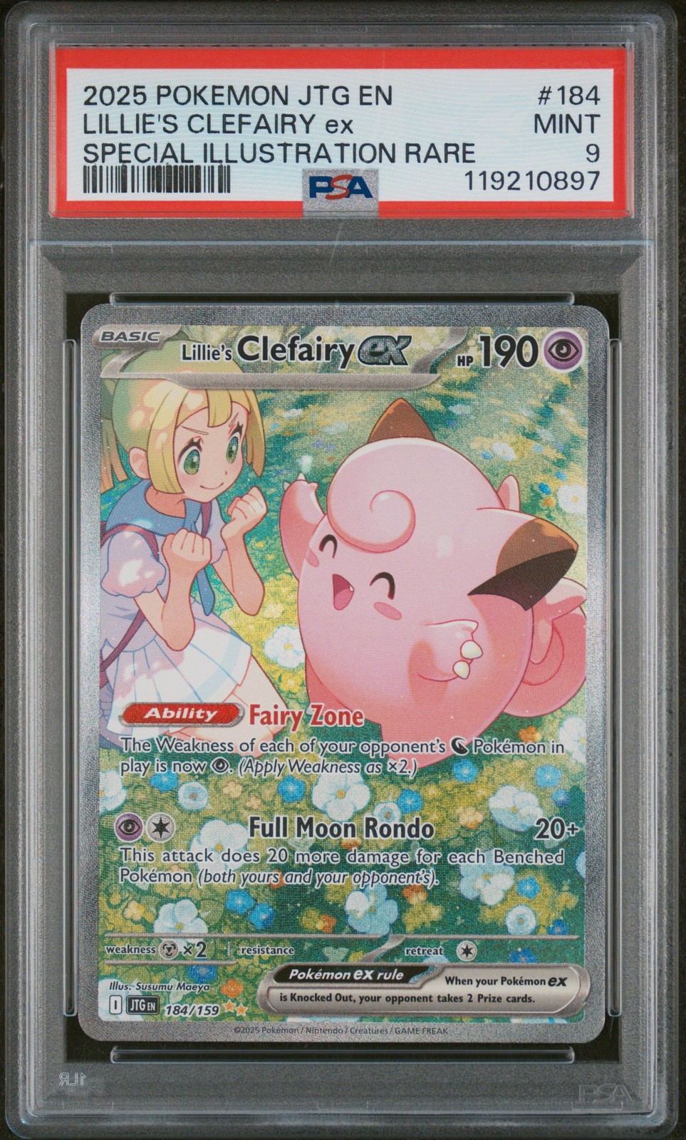 2025 POKEMON JTG EN-JOURNEY TOGETHER #184 LILLIE'S CLEFAIRY EX PSA 9