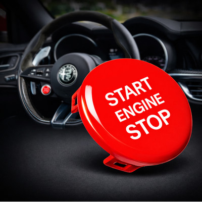 Alfa Romeo Start Stop Taste Abdeckung Knopf Rot glänzend Giulia Stelvio OEM-Look