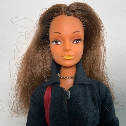 Vintage Dynaman Dynagirl Fashion Doll + Jumpsuit & Boots Brown Hair BARTER 1970s