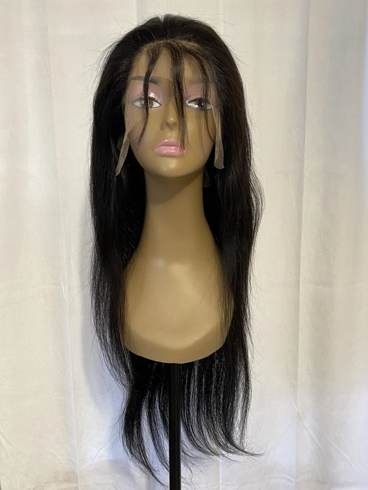 Peluca frontal de encaje 30 pulgadas 13x6 HD cabello humano liso sin pegamento pre-arrancado negra Foto 4 de 4